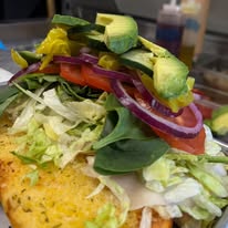 Loaded sandwich with lettuce, tomato, red onion, spinach, and avocado | O-Daddy's Brick Oven Sandwiches