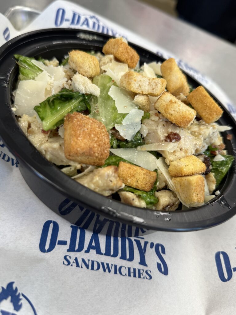 Fresh Chicken Caesar Salad with Croutons and Shaved Parmesan Cheese Served in An O'daddy's Bowl | O-Daddy's Brick Oven Sandwiches